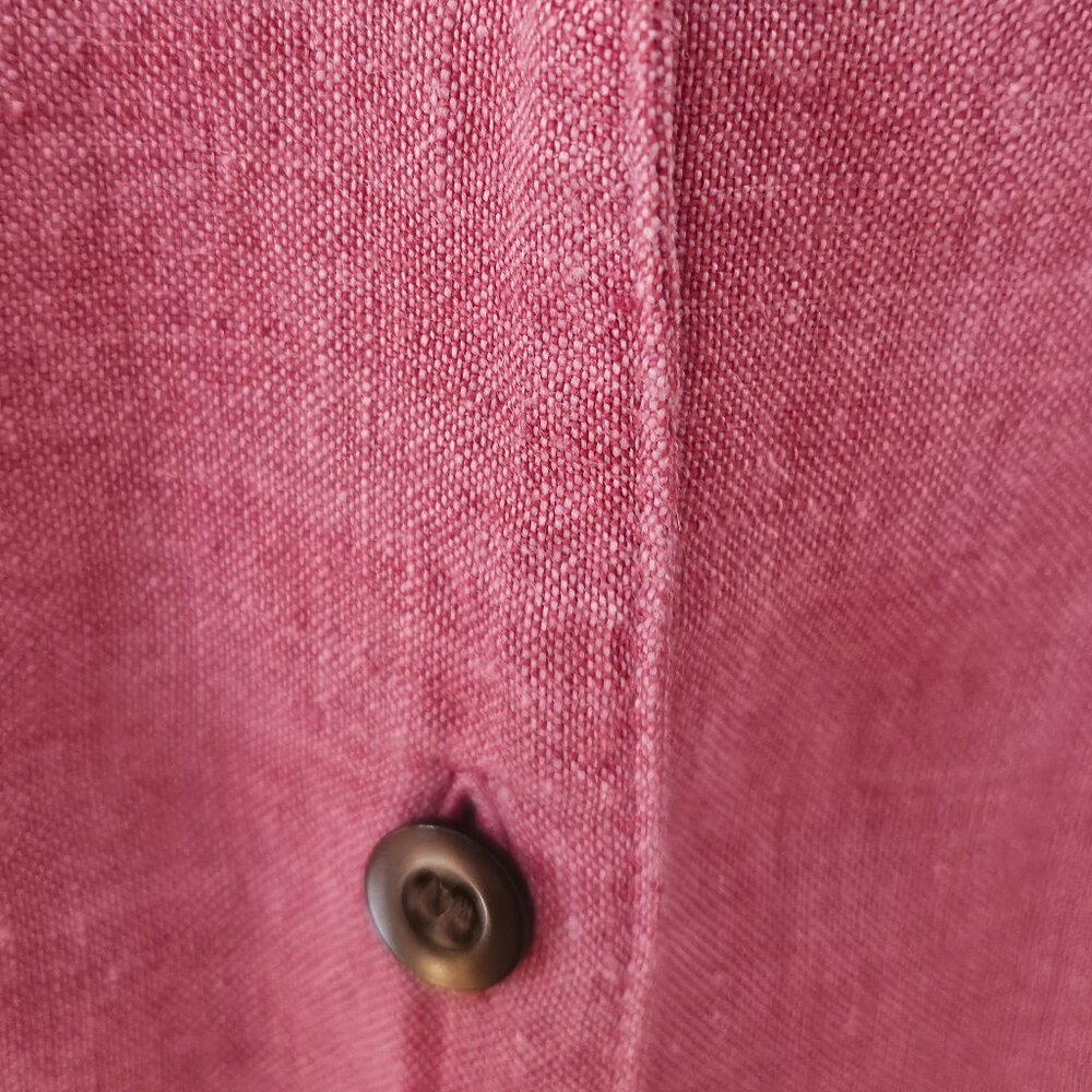 J. Jill Soft Red  100% Linen Button Down Blouse Sz Large - Picture 7 of 12